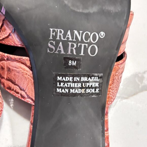 Franco Sarto Coral Snake Embossed Slide Slip on Sandals Heels Women's Size 8M - Picture 11 of 12